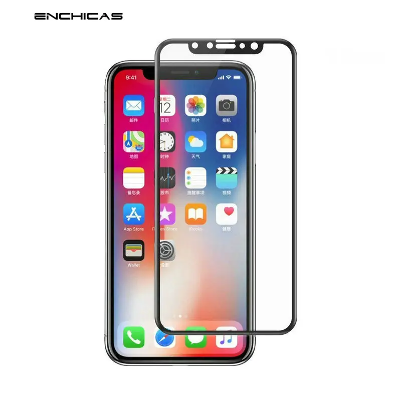 ENCHICAS 3D Full Coverage Tempered Glass Screen Protector for iPhone X