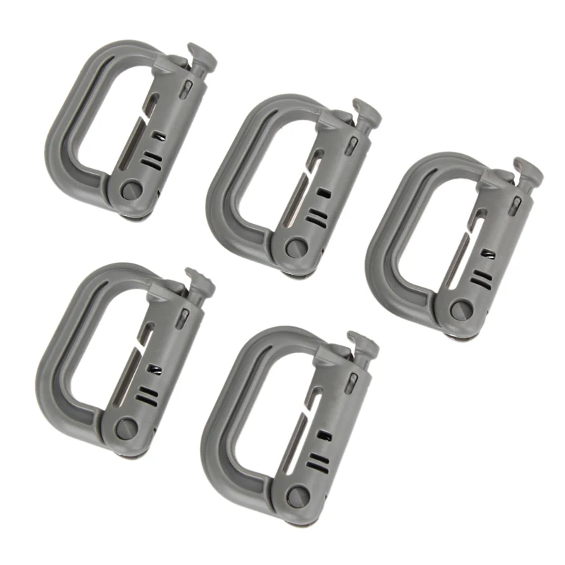 Outdoor Key Chain Clip Hook Lock Buckle D-Ring Shape Carabiner Spring Snap 5pcs