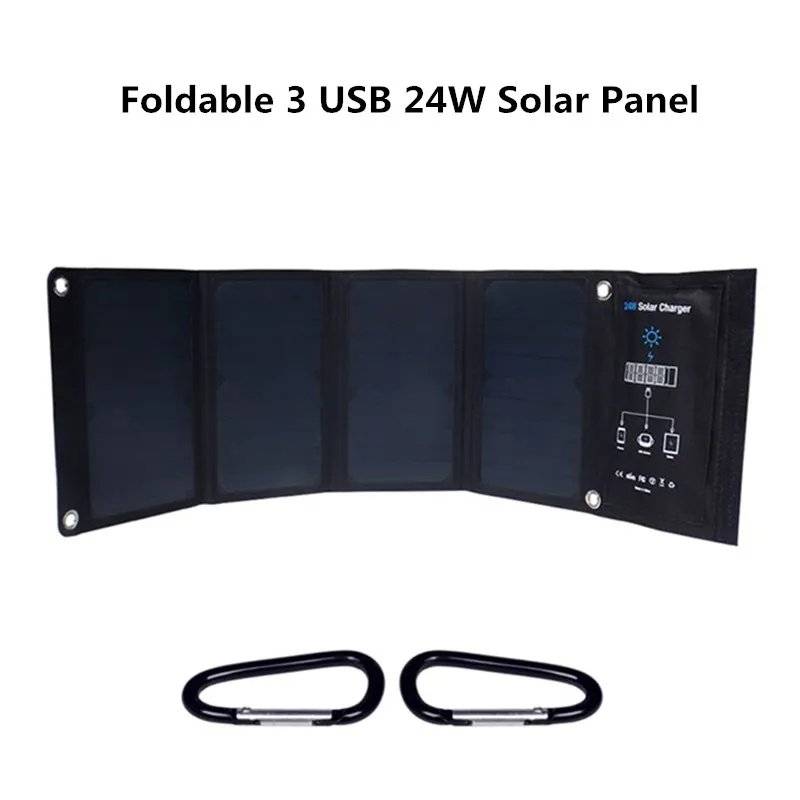 

Foldable 3 USB 5V 24W Solar Panel For Mobile Phone Tablet Sunpower Solar Cell Battery Fast Charging Solar Charger