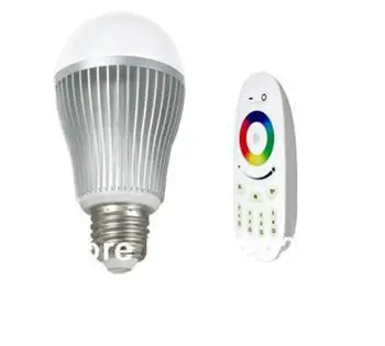 

free shipping 9W E27 RGBWW (RGB+warm white) led bulb with remote, can control by iphone ipad android with wifi controller