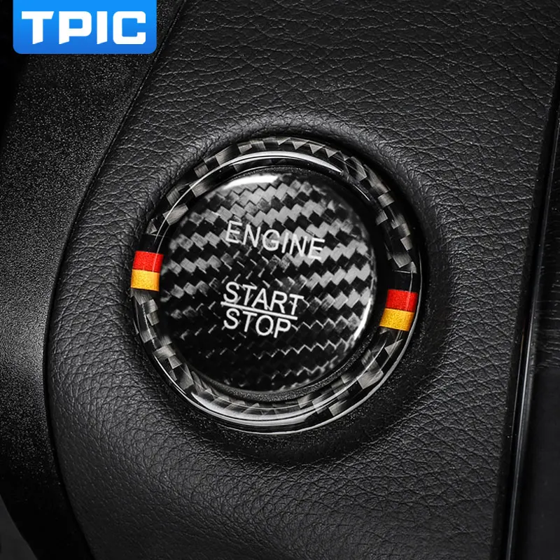 Tpic Carbon Fiber Car Engine Start Stop Ignition Button Decal Sticker