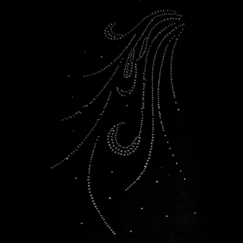 

Crystal Hot Fix Rhinestones Pearl Sequined Heat Feather Motif Transfer Iron On Transfer Paper Patch Clothes Decoration 17cmx29cm