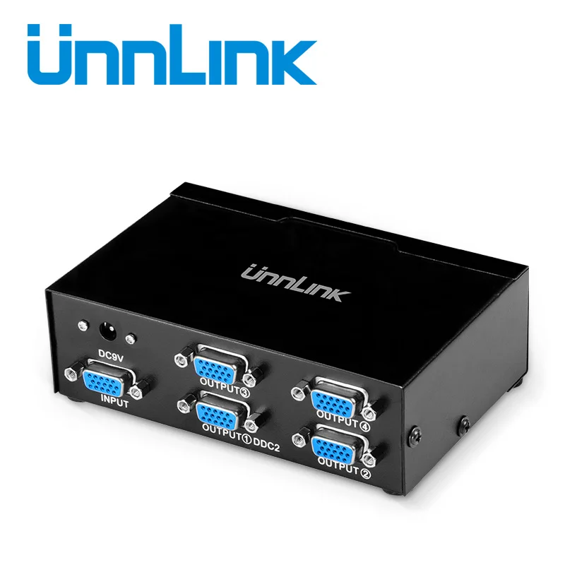 Unnlink VGA Splitter 1X4 FHD 1080P60Hz 1 VGA Signal Input 4 VGA Output