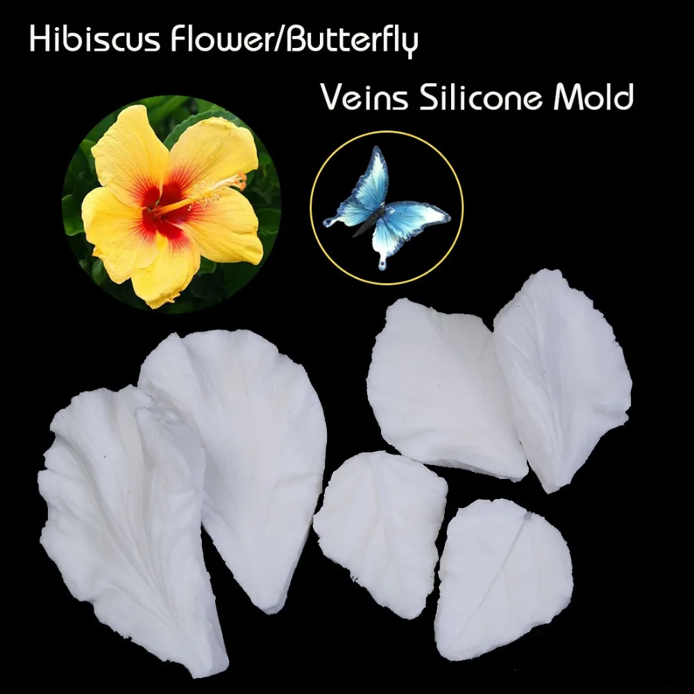 

Sugar Flower Veins Silicone Mold Hibiscus flower & leaf Veins Silicone Mold Butterfly Wings Veins Silicone Mold