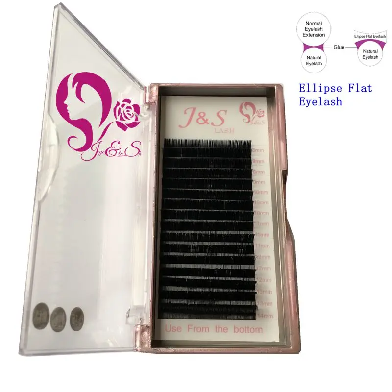

4 trays/ lot ellipse silk lashes faux mink eyelashes extension 0.15MM* 0.07 16rows 8-14mm L LC curl, free shipping J&S eyelash