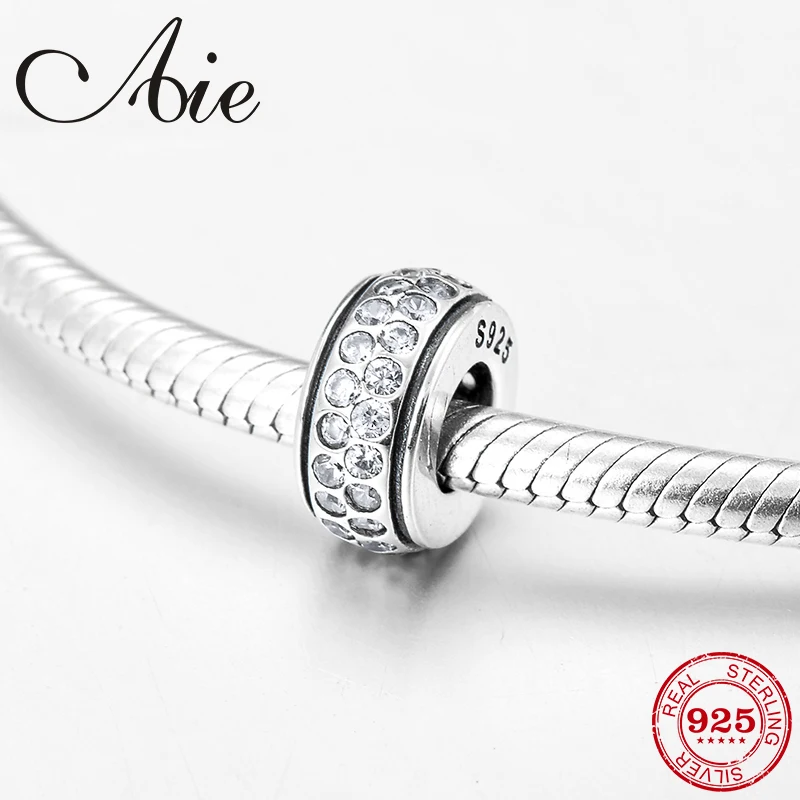 

New twinkle CZ round shape 925 Sterling Silver fine spacer Beads Fit Original Pandora Charm Bracelet Jewelry making