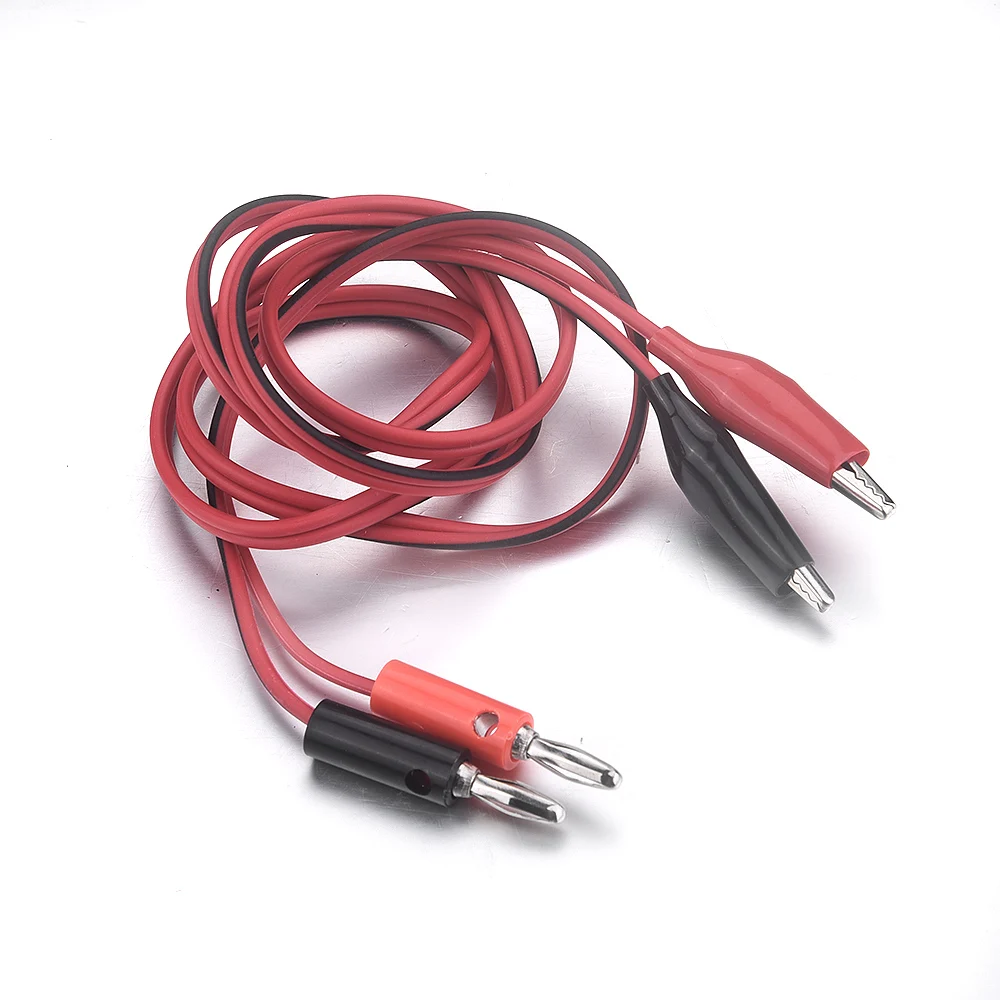 

New 10Pcs 1M Red & black Double-ended Alligator Clips with a protective sleeve Cable Banana Connector For Multimeter Test Leads