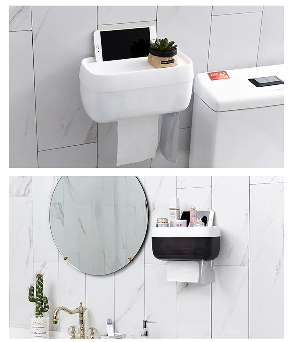 GUNOT Wall-mounted Toilet Paper Dispenser Portable Toilet Paper Holder Home Decoration Accessories Waterproof Tissue Storage Box