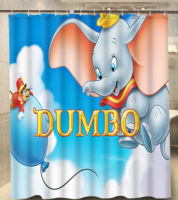 Dumbo Cartoon Elephant Big Ear Best Gift Modern Classical Custom Shower Curtain Waterproof