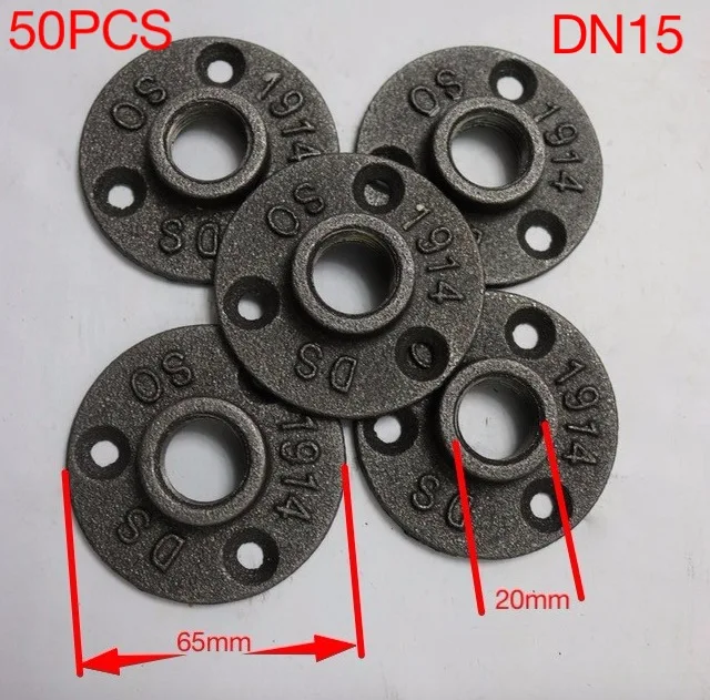 

50PCS/LOT  Cast Iron Flange Base Antique Bracket For G1/2" Tube Pipe  Loft Industrial Style Table Feets Base