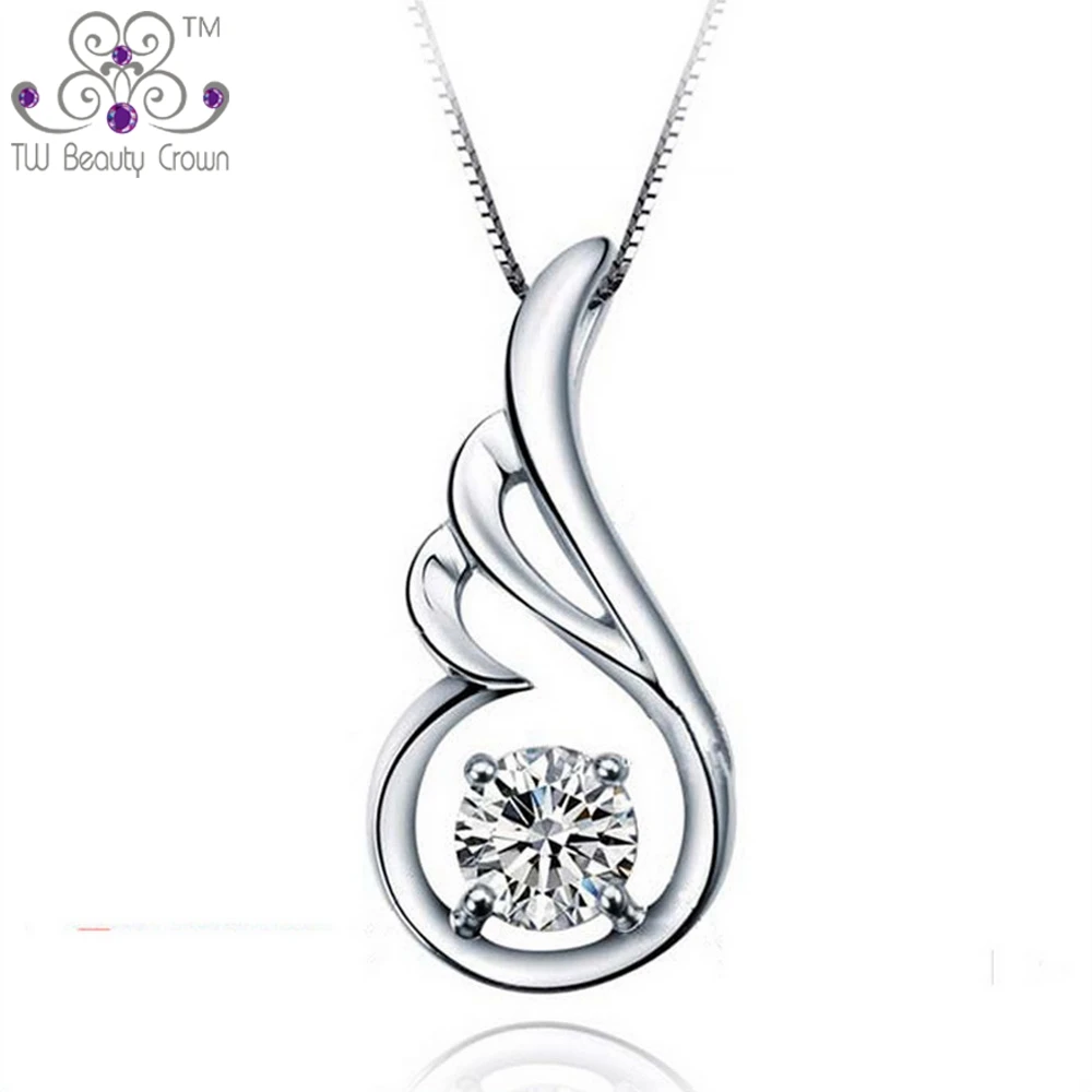 Big Promotion Genuine 925 Sterling Silver Elegant White AAA Austrian Crystal CZ Pendant Necklaces For Women Fashion Jewelry | Украшения и