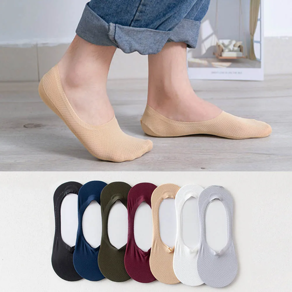 

Harajuku Invisible Boat Socks Funny Silicone Mesh Anti-slip Men Short Boat Socks Invisible Thin Ankle Socks