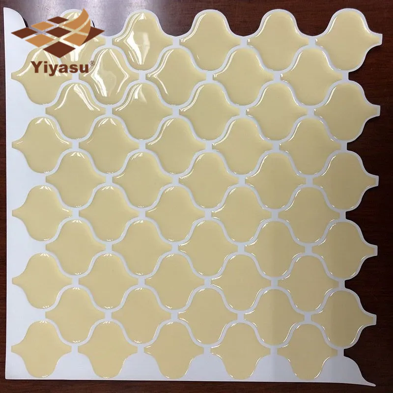 

Yellow Arabesque Moroccan tile Self Adhesive Backsplash 3D Mosaic Tile Wall Sticker Vinyl Bathroom Kitchen Home Decor DIY