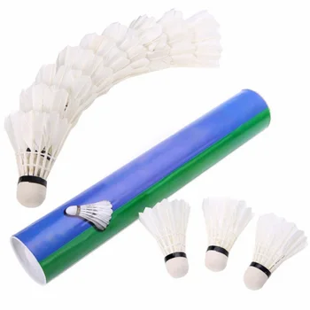 

120 Pcs Durable Badminton Balls Goose Feather Shuttlecocks with Goose Feather White for Training Game Sport