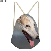 Индивидуальные 3D Животные Собака Грейхаунд печать школьная сумка для девочек на шнурке маленькие женские сумки Женский софтбэк рюкзак одежда сумки