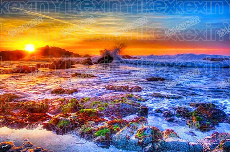 

Diamond painting Cross stitch kit Diamond embroidery sunset landscape icon 3d circular Diamond pasted full Crafts