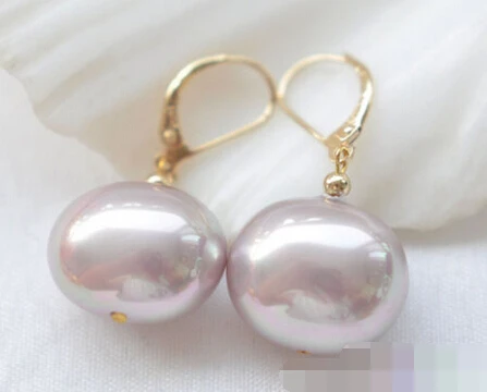 

1486 lavender egg SOUTH SEA SHELL PEARL DANGLE EARRING