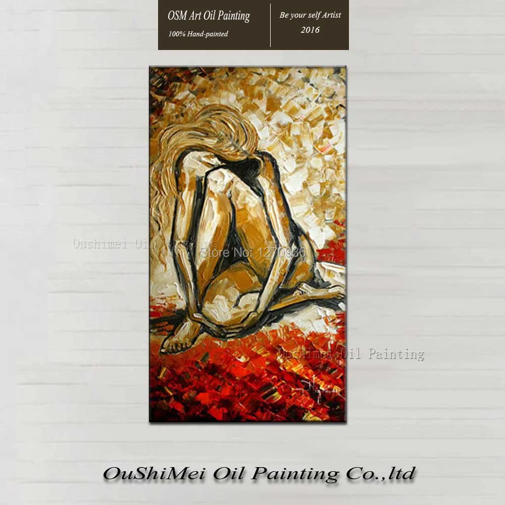 

Pure Handmade Oil Painting on Canvas Beautiful Abstract Naked Women Being the Red Carpet Unframe Wall Painting for Roon Decor