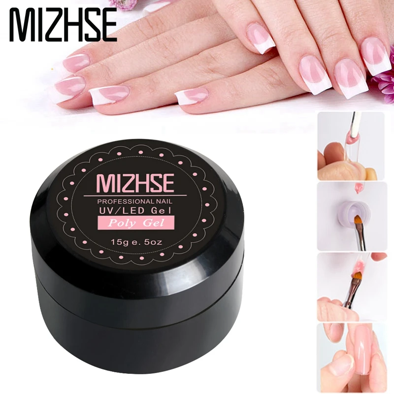 

MIZHSEGel Varnish semi solid transparent color nails extension uv camouflage hard jelly builder polygel For Nail Extensions 15g