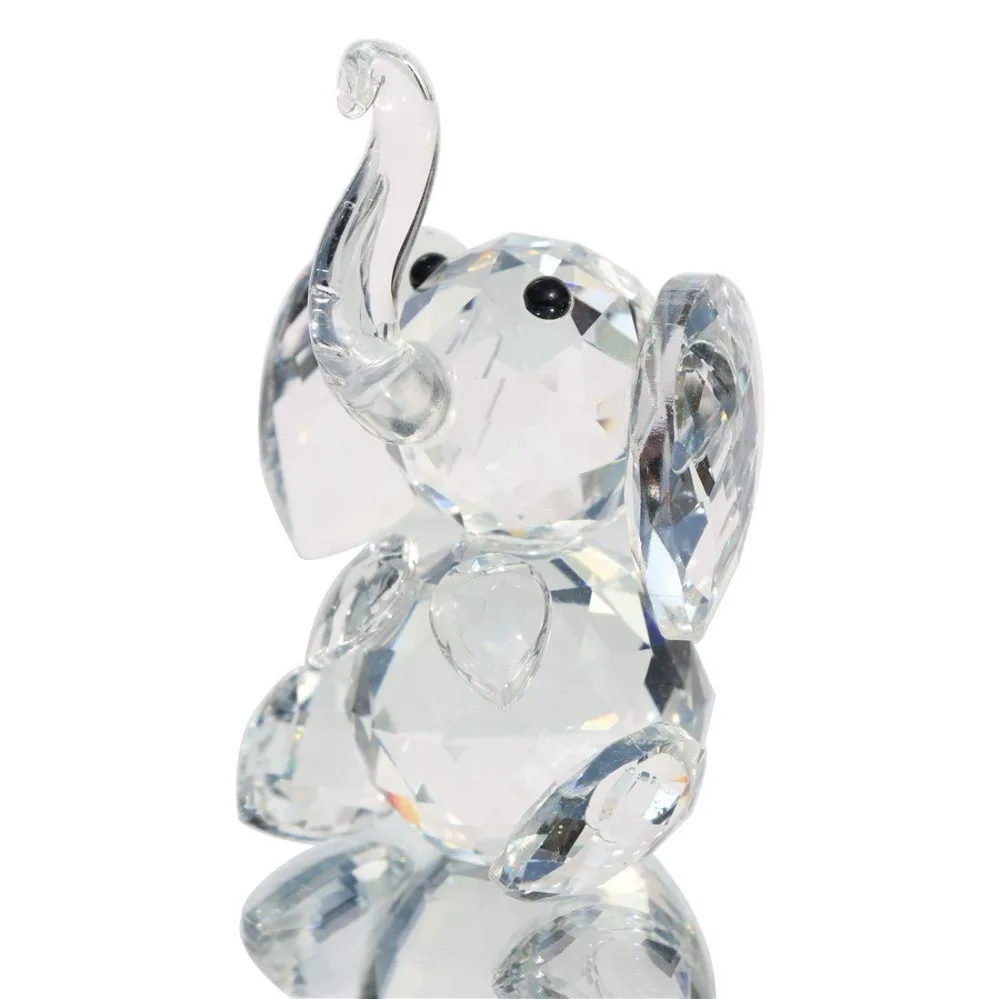 H&D Cute Elephant Crystal Figurines մանրանկարչություն ապակե մուլտեր Կենդանիներ Արհեստներ Թուղթ `նախշերով