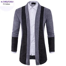 Осень мужской v-образный вырез трикотажный свитер Повседневный пэчворк мужской кардиган трикотажные пальто Модные мужские весенние топы