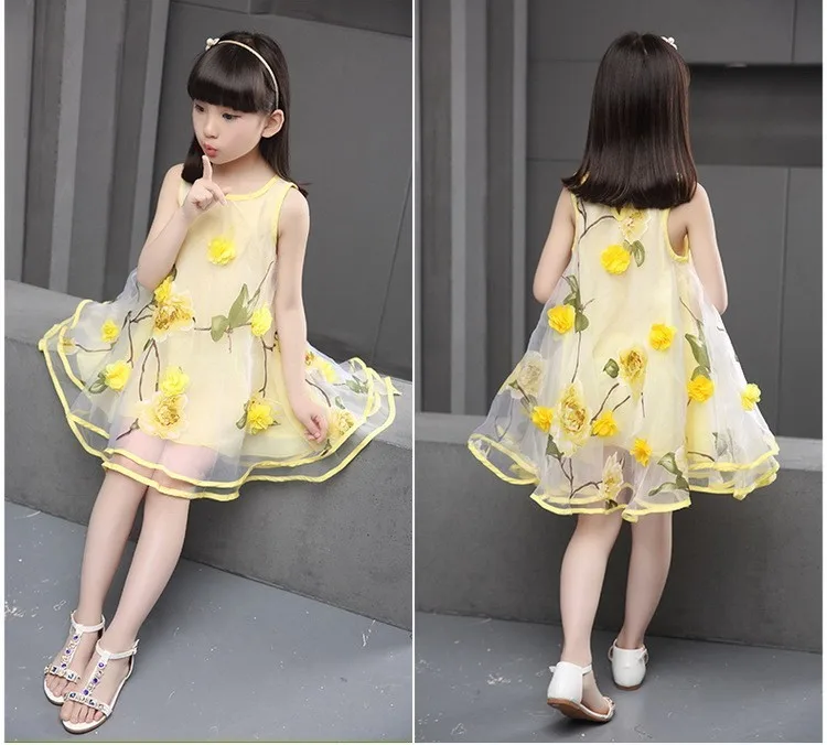 flowers organza big teenage little girls dresses summer 2016 yellow green sleeveless princess girl party dress kids sundress clothes 6 7 8 9 10 11 12 13 14 15 16 years big girls mini ball gown dress children clothing (9)