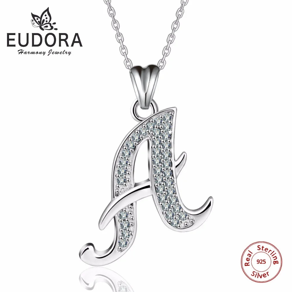 

Eudora 100% Real 925 Sterling Silver AAA Crystal Letter A Pendant Necklaces For Women Fashion Jewelry for Gift Friends CYD077A
