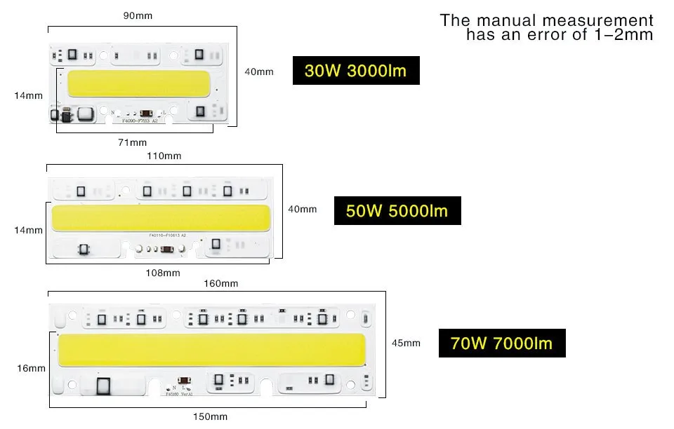 10 шт. COB чип свет лампы 70 Вт 220 В 110 В IP65 смарт-ic подходит для DIY LED прожектор холодный теплый белый