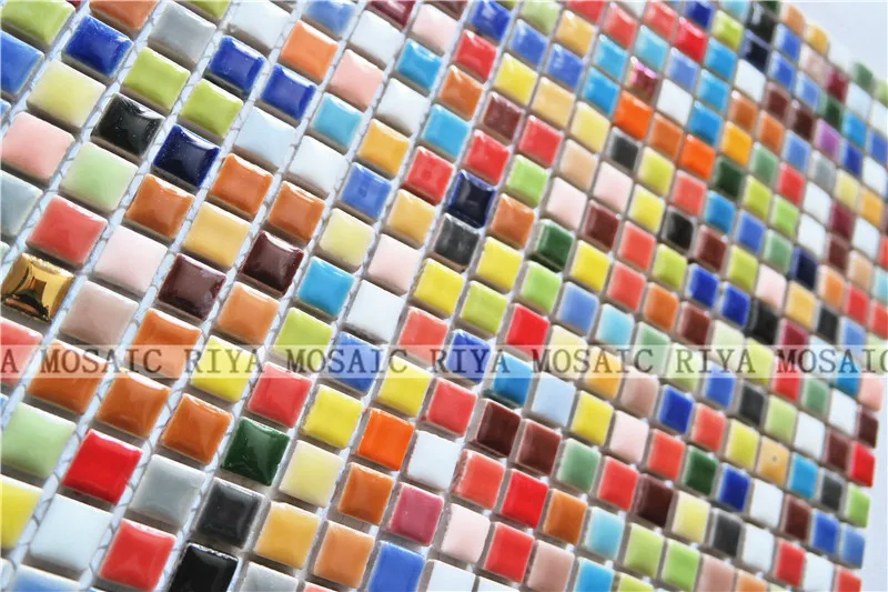 Free Shipping RIYA Ceramic mosaic tile Candy color Swimming pool Red green Blue bathroom waistline Bar counter Floor 11pcs/lot