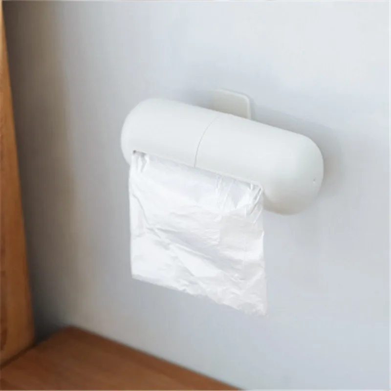 

Wall Mounted Capsule Shape Garbage Bag Storage Box Plastic Trash Bags Storage Container Kitchen Bathroom Organizer Random Color