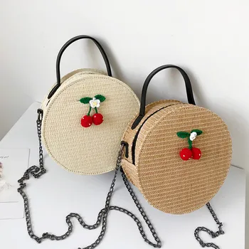 

Vintage Round Shape ladies Hand Bags bolsa de palha Women Crossbody Bags Simple Weave Round Tote Handbags Shoulder Bag Sac #C9