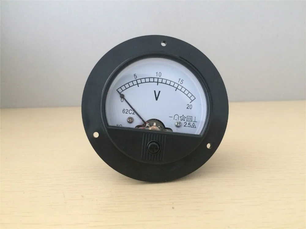 62C2 Round Analog Volt Panel Meter Voltage Meter DC 0 20Vin Current
