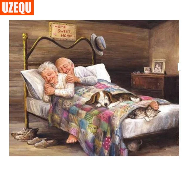 Aliexpress Buy UzeQu 40D Diamond Embroidery People Old Couple Enchanting Sweet Home 3D Furniture Painting Aliexpress Buy UzeQu 40D Diamond Embroidery People Old Couple Enchanting Sweet Home 3D Furniture Painting