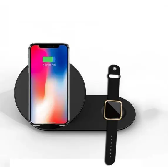 

2 in 1 Wireless Charging Station Portable Dock Fast Charger Holder for Apple Watch Series 1 2 3 4, iPhone X XS MAX with box