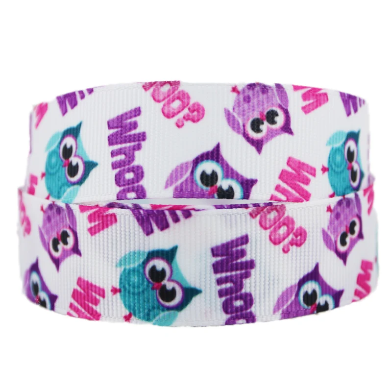 7/8" (22mm) printed grosgrain owl ribbon colored ribbon decoration
