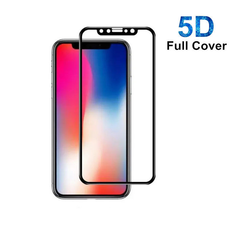 

5D Curved Edge Full Cover Screen Protector Film For iphone X 8 7 plus 5D Anti-Explosion Coverage Tempered Glass Guard