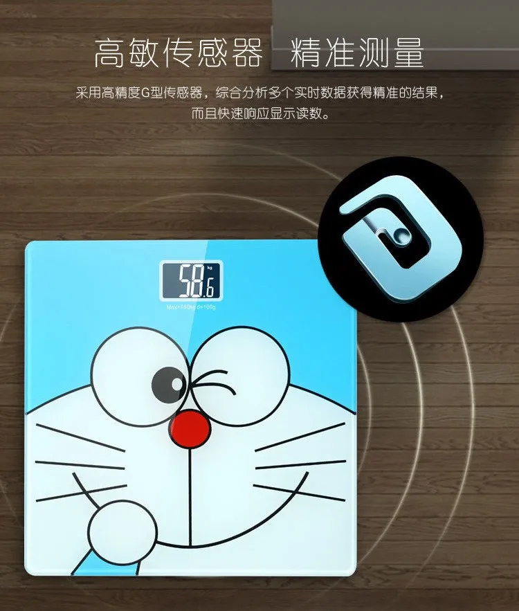Милый нарисованный Дораэмон ванная комната пол весы умный бытовой электронный цифровой тела Бариатрический ЖК-дисплей HD дисплей деление значение ER