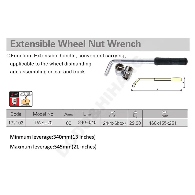 Telescopic Auto Wheel Removal Wrench Telescoping Power Wrench With 2 Sockets Hand Tools 17,19,21,23 MM For Car Repairman DAL019 (2)