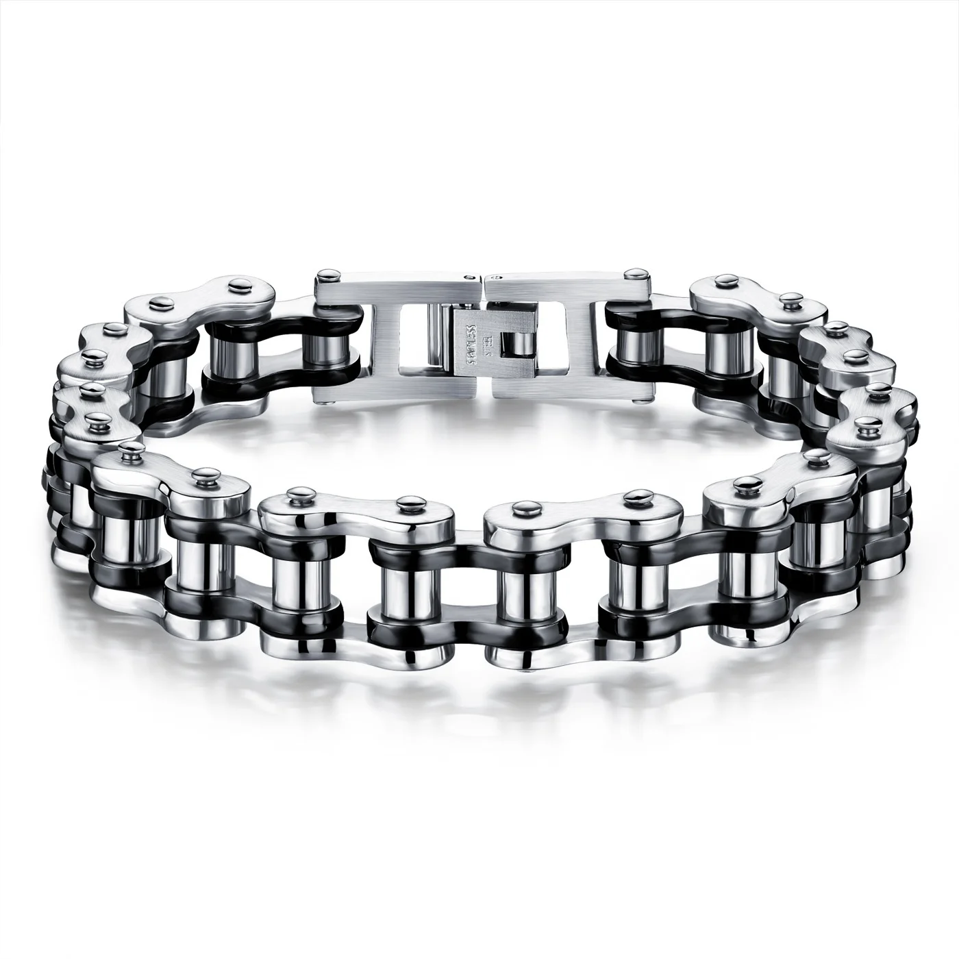 

Cool Titanium Link Chain Bracelet Stainless Steel 316L Motorcycle Bike Chain Wristband Bracelets Fashion Design 2019