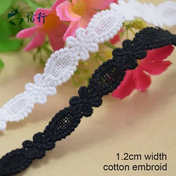 

1.2cm width Cotton embroid lace sewing ribbon guipure trims or fabric warp knitting DIY Garment Accessories free shipping#3599