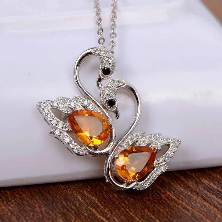 

Natural Citrine Birthstone Solitaire Pendant Solid 925 Sterling Silver Not Include a Chain Fine Jewelry