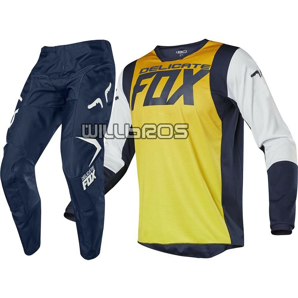 

MX 180 A1 Idol Jersey Pants Yellow Navy Motocross Men's Gear Set Dirt bike Off-Road Racing