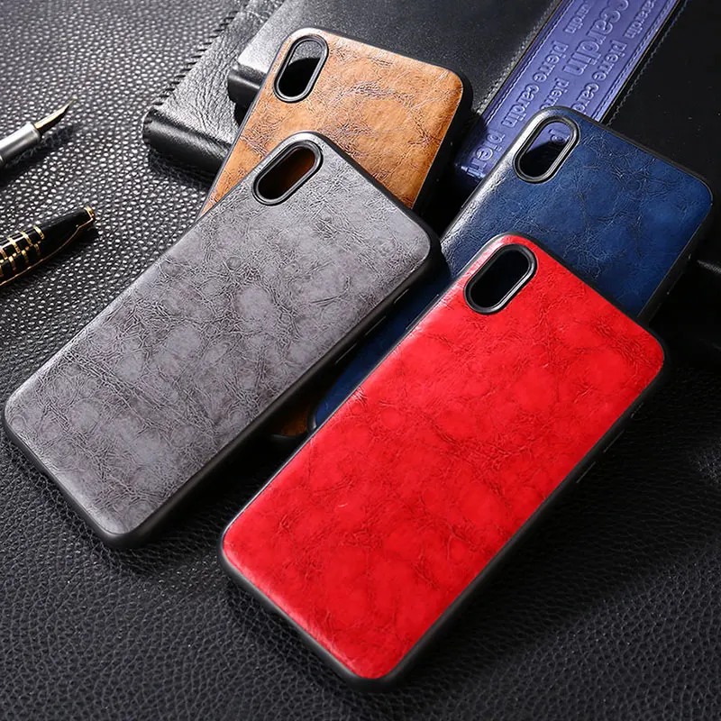 

Case for iphone xr x xs max funda luxury Vintage Leather skin capa for iphone xr x xs max case silicone phone cover coque