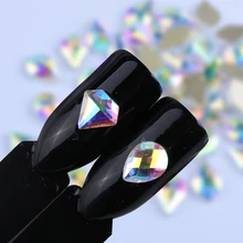 10 pçs/lote Holographic Glitter Cristal Em Forma de Pedra Decoração de Unhas de Strass Jóia Para 3D Nail Art Charme Dicas Manicure SA532(China)