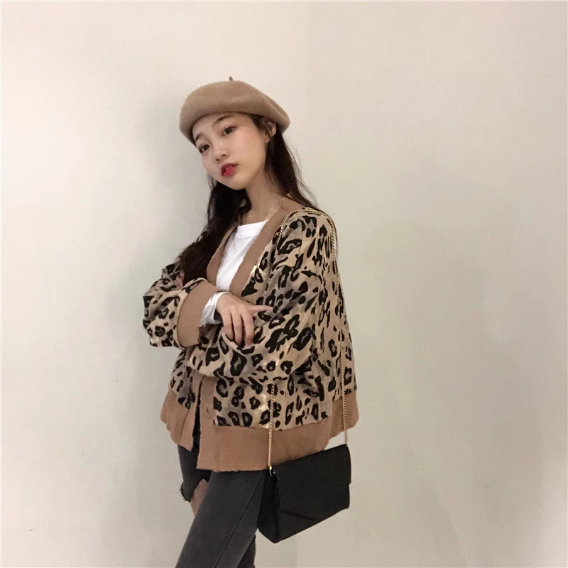 RUGOD модные кардиганы с леопардовым принтом, Женский Повседневный свитер с длинным рукавом, женские осенние Топы в Корейском стиле, женские топы, camisa feminina