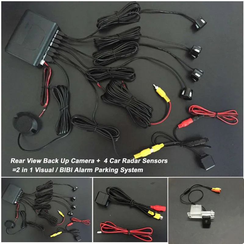 4 Parking Sensors Car Park Sensor Radar System + Car Rear View Parking Camera for Ssangyong