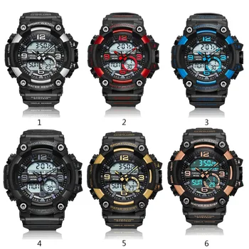 

Men LED Electronic Sport Quartz Watch Analog Digital Dual Display Outdoor Waterproof Silicone Strap Wrist Watch With Back Light