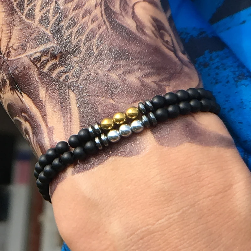 

Fashion 4mm Small Matte Beads Bracelet Charm Handmade Hematite Simple Elastic Braclet For Men Yoga Armband Jewelry Bileklik