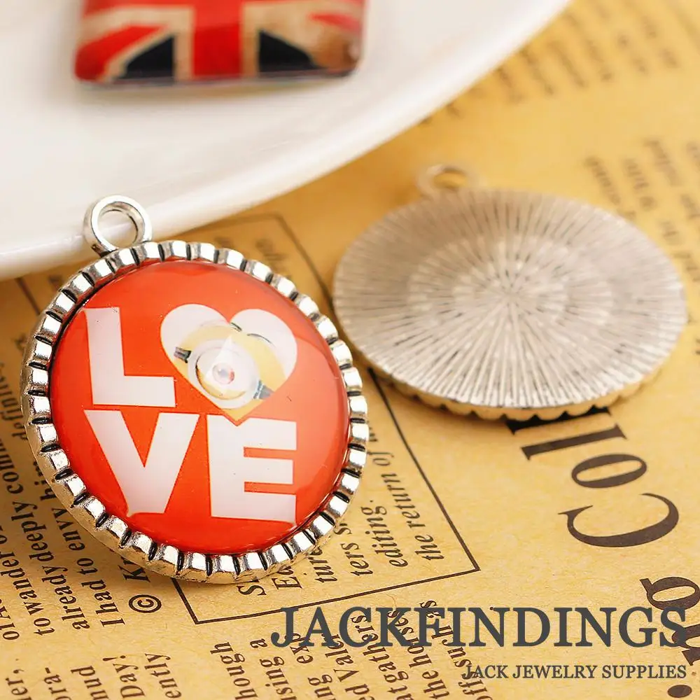 25mm 10pcs Antique Silver Plated Cabochon Settings Round Cameo Base