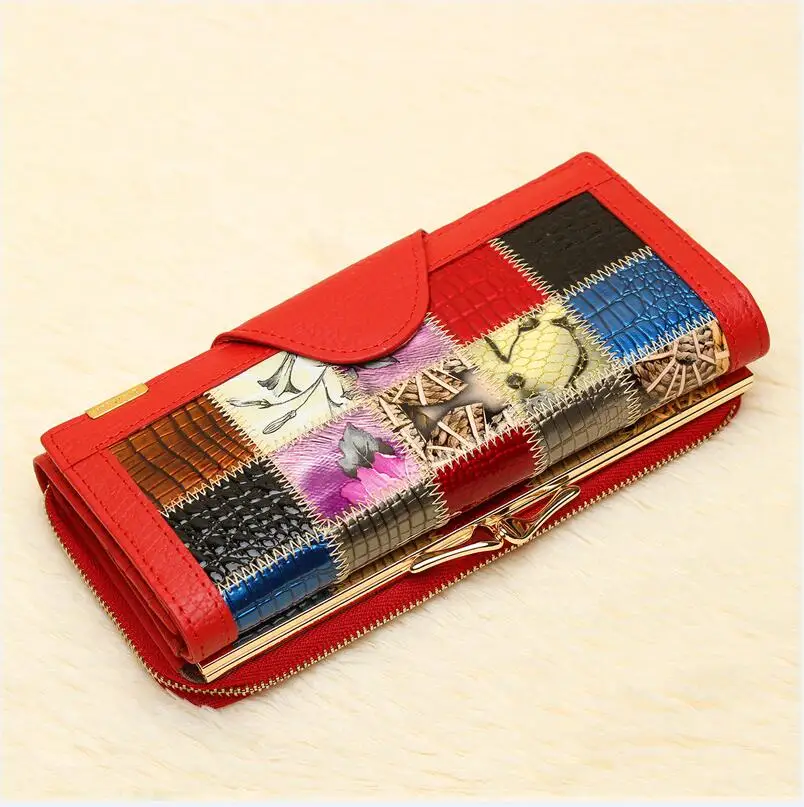 Брендовые женские кошельки из натуральной кожи, 3 сложения, с карманом для монет, Женский дорожный кошелек, Portefeuille femme cuir, подарки для женщин 820 - Цвет: red